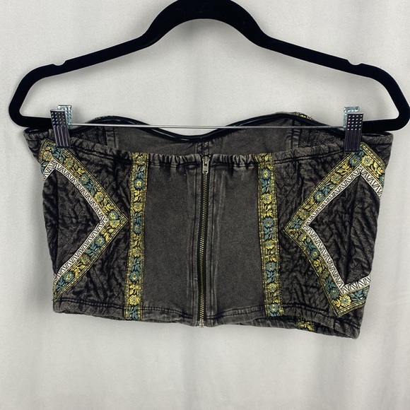 Anthropologie ecoté Bohemian Mineral Wash Metallic Ribbon Cropped Tube Top - L - Picture 7 of 11